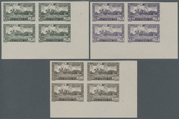 ** Libanon: 1947, 12th U.P.U. Congress, Complete Set Of Six Values As IMPERFORATE Blocks Of Four From T - Libanon