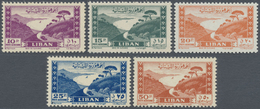 * Libanon: 1949, Airmail Issue 'Jounieh Bay' Set Of Five In Changed Colours, Mint Hinged And Scarce, M - Lebanon