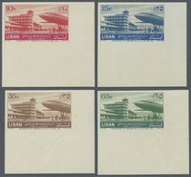 * Libanon: 1954, Beyrouth Airport, Set Of Four IMPERFORATE Marginal Copies From The Lower Right Corner - Libanon