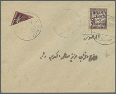 Br Libanon - Portomarken: 1925, 3pi. On 50c. Lilac-brown Oblit. "SAIDA 25.4.25" On Cover With Bisected - Libano