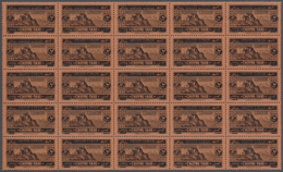 ** Libanon - Portomarken: 1928, 3pi. Dark Brown On Red, Block Of 25 Showing Variety "inverted Arabic Ov - Liban