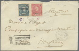 Br Macau: 1902, 10 A. "PROVISORIO" With 1898 4 A. Tied "MACAU 7 JUL 11" To Registered Cover To Agent Of - Altri & Non Classificati