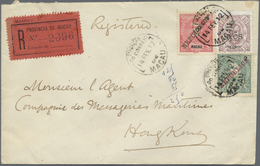 Br Macau: 1906 6 A./15 A. With 1911, 2 A. And 4 A. "PROVISORIO" Tied "MACAU 14 FEB 12" To Registered Co - Altri & Non Classificati