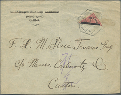 Br Macau: 1911, 2 Avos On 4 Avos Rose/black, Diagonally Bisected Stamp, Single Franking On Cover (fault - Other & Unclassified