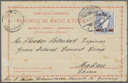 GA Macau - Ganzsachen: 1895, Provisional Double Card, Reply Part Commercially Used From Germany To Maca - Ganzsachen