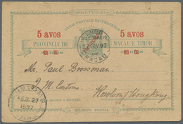 GA Macau - Ganzsachen: 1897, 5 Avos/ 30 R. Canc. "MACAO 27 FE 97" W. "CUSTOMS LAPPA FEB 27 1897" Alongs - Entiers Postaux