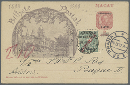 GA Macau - Ganzsachen: 1898, Jubilee Card Ovpt. Provisorio 1 Avo Uprated Republica 2 A. Canc. "MACAU 10 - Postwaardestukken