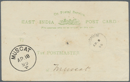 GA Oman: PERSIA 1895: Indian Official Postal Stationery Card Used From BUSHIRE To MUSCAT With Small "BU - Oman