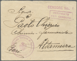 Br Palästina: 1917, Envelope With "RISTALLAMENTO ITALIANO DI PALÄSTINA COMMANDO" With Censor "VRIFICATO - Palästina
