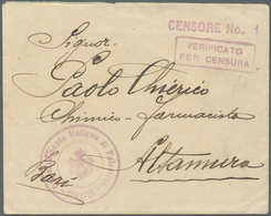 Br Palästina: 1917, Envelope With "RISTALLAMENTO ITALIANO DI PALÄSTINA COMMANDO" With Censor "VRIFICATO - Palestina