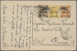 Palästina: 1922, "PALÄSTINE" 1 M Brown, 2 M Yellow And 5 M Orange On Picture Card "Tombeau De Rachel - Palästina