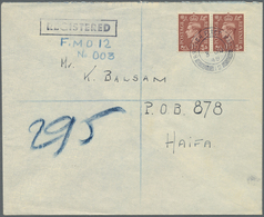 Br Palästina: 1948, Private Registered Letter From BRITISH FLEET MAIL 12 To Haifa. On Back Haifa Arriva - Palestine