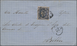 Br Philippinen: 1869: 12 4/8 C. Blue With Overprint "HABILTADO POR LA NACION", Tied By Colonial Grill, - Filippine