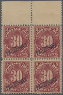 /* Philippinen - Portomarken: 1899-1901 Postage Due 30c Deep Claret Top Marginal Block Of Four, Mint Wi - Philippinen