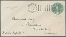 GA Philippinen - Ganzsachen: 1905, Stationery Envelope 1c. Green, Used To Germany, Oblit. By Rare Machi - Filippine