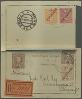 GA Portugiesisch-Indien: 1912/13, Two Letter Cards With Paid Reply Registered To Prague/Bohemia:  2 T. - Portugees-Indië