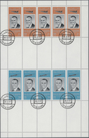 O Ras Al Khaima: 1966, American Astronauts, Perforated Issue, Four Complete Se-tenant Gutter Sheets (c - Ras Al-Khaima