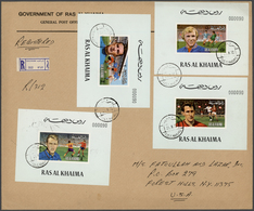 Br Ras Al Khaima: 1972, European Football Players, DE LUXE SHEETS With Bluish Grey Margin, Country Name - Ras Al-Khaimah