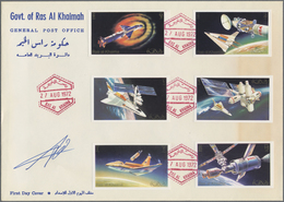 Ras Al Khaima: 1972, Skylab Program, Perf./imperf. Issue, Complete Set Of Six Values Each On Two F.d - Ras Al-Khaimah