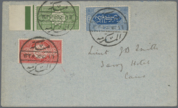 Br Saudi-Arabien - Hedschas: 1916, 1/4 Pia. Green And 1/2 Pia. Red Perf 12 And 1 Pia. Blue Perf 10 Toge - Arabia Saudita