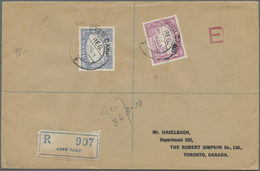 Br Aden: 1937 Registered Cover From Aden-Camp To Toronto, CANADA Franked By Dhows 3½a. And 8a. Tied By - Yemen