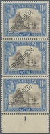 Aden: 1939-48 KGV. 14a. Sepia & Light Blue, Vertical Strip Of Three All Perforated SPECIMEN, With Lo - Jemen