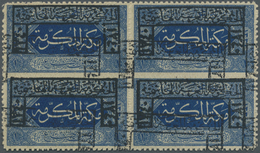 ** Saudi-Arabien - Hedschas: 1922, 1 Pi. Blue, Block Of Four Showing Variety "double Overprint", Fine M - Arabia Saudita