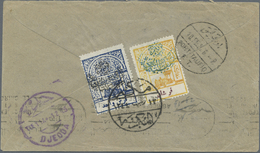 Br Saudi-Arabien - Nedschd: 1925, Cover Bearing 1 Pia. Blue And 2 Pia. Ocher Railway Postage Tied By "M - Saudi-Arabien