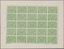 ** Saudi-Arabien: 1934, ¼g. Green, Complete Sheet Of 25 Stamps, Unmounted Mint, Excellent, Fresh And Pr - Saudi-Arabien
