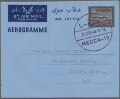 GA Saudi-Arabien: 1965, Two Air Letter 4 P. & 10 P. Each Tied By "MECCA 30/12/65" Cds. To Egypt And Eng - Saoedi-Arabië