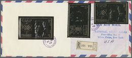 Br Schardscha / Sharjah: 1969, 35dh. "R. Chaffee", Gold Issue, Perf. And Imperf. Stamp Plus The Souveni - Schardscha