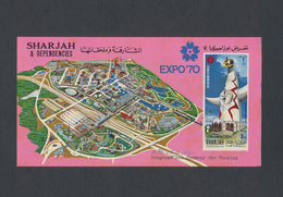 (*) Schardscha / Sharjah: 1970, EXPO In Osaka/Japan Imperf. PROOF Miniature Sheet Affixed To Black Carto - Sharjah