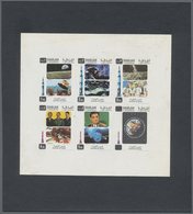 (*) Schardscha / Sharjah: 1970, History Of Space Research Set Of Five Normal Stamps Printed Together Wit - Schardscha