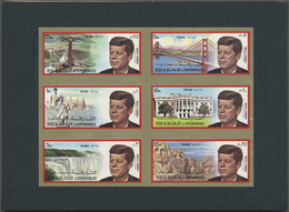 (*) Schardscha / Sharjah: 1972, John F. KENNEDY Two Complete Sets Of Six In Se-tenant Imperforate PROOF - Schardscha