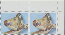 ** Schardscha / Sharjah: 1972, Monkey 20dh. 'Rhesus Monkey' Perf. Vert. Pair From Lower Right Corner Wi - Schardscha