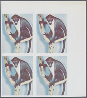 ** Schardscha / Sharjah: 1972, Monkey 75dh. 'mandrill' Imperf. Block Of Four From Upper Right Corner Wi - Schardscha