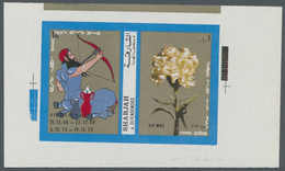 (*) Schardscha / Sharjah: 1972, Zodiac Signs/Flowers/Space, Three Different Imperforate Proofs On Ungumm - Sharjah