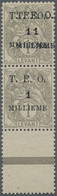 ** Syrien: 1919, French Levant 1c. Grey Vertical Pair From Lower Margin (gutter) With DOUBLE Overprint - Syria