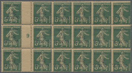 ** Syrien: 1920, O.M.F. 1pi. On 5c. Green, Gutter Block Of 18 With Inverted Overprint (one Stamp Pin Ho - Syrië