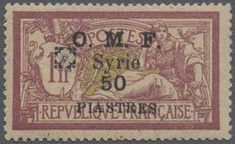 * Syrien: 1920, Fleurons D'Alep, 50pi. On 1fr. Red/green "Merson", Black Surcharge, Fresh Colour, Well - Syrië