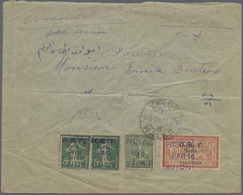 Br/ Syrien: 1921, Air Mail Violet Handstamped Issue "POSTE PAR AVION" Pair 1p./5c. Green, 5p./15c. Olive - Syrië