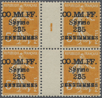 ** Syrien: 1922, 5c. Orange Gutter Block Of Four (millesime '1') With DOUBLE Overprint 'O.M.F. Syrie 25 - Syria