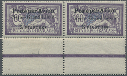 **/* Syrien: 1923, Airmails "Syrie-Grand Liban", Wide Spacing 3¾mm, 3pi. On 60c. Violet/blue, Horiz. Pair - Syrië