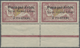 **/* Syrien: 1923, Airmails "Syrie-Grand Liban", Wide Spacing 3¾mm, 5pi. On 1fr. Red/green, Horiz. Pair, - Syria