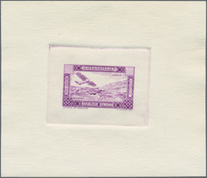 (*) Syrien: 1934, 10 Years Republic Air Mail Issue Violet Sunk Die Proofs Without Value On Thick Paper, - Syria