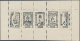(*) Syrien: 1934, 10 Years Republic Five Different Values, Black Imperf Die Proofs Without Value Mounted - Syria