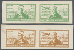 (*) Syrien: 1942, Independence President El-Husni Two Proof Pairs On Card In Different Colors Without Va - Syrië