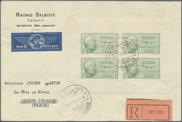 Br Syrien: 1945, President Shukri Al-Quwatli, 5pi. Green, Imperforate Mini Sheet With Four Stamps (slig - Syrië