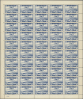 ** Syrien: 1946, 25pi. Blue, Complete Sheet Of 50 Stamps (folded, Slightly Separated), Each Stamp Showi - Syrië