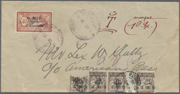 Br Syrien - Portomarken: 1922, 50 C. On 10 C. Brown, Horiz. Strip Of 4 With Gutter, Charging An Insuffi - Siria